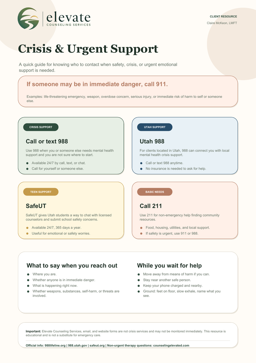 Preview of the Crisis and Urgent Support therapy resource