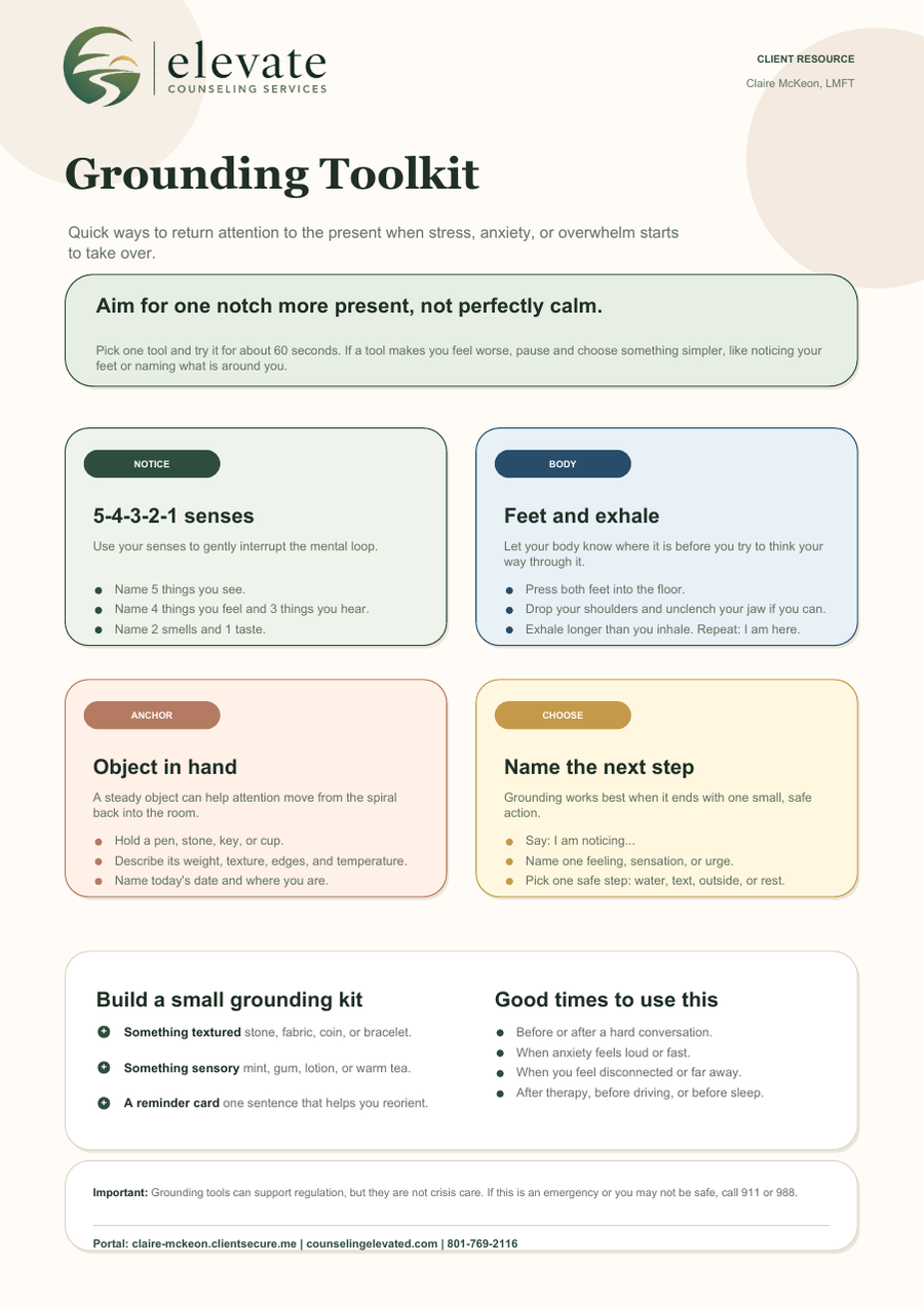 Preview of the Grounding Toolkit therapy resource