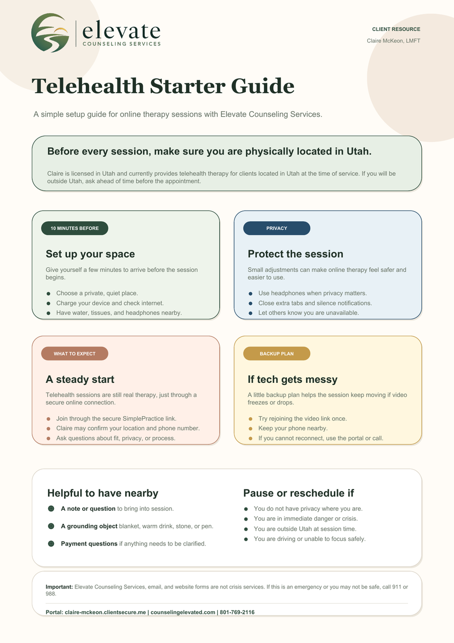 Preview of the Telehealth Starter Guide therapy resource