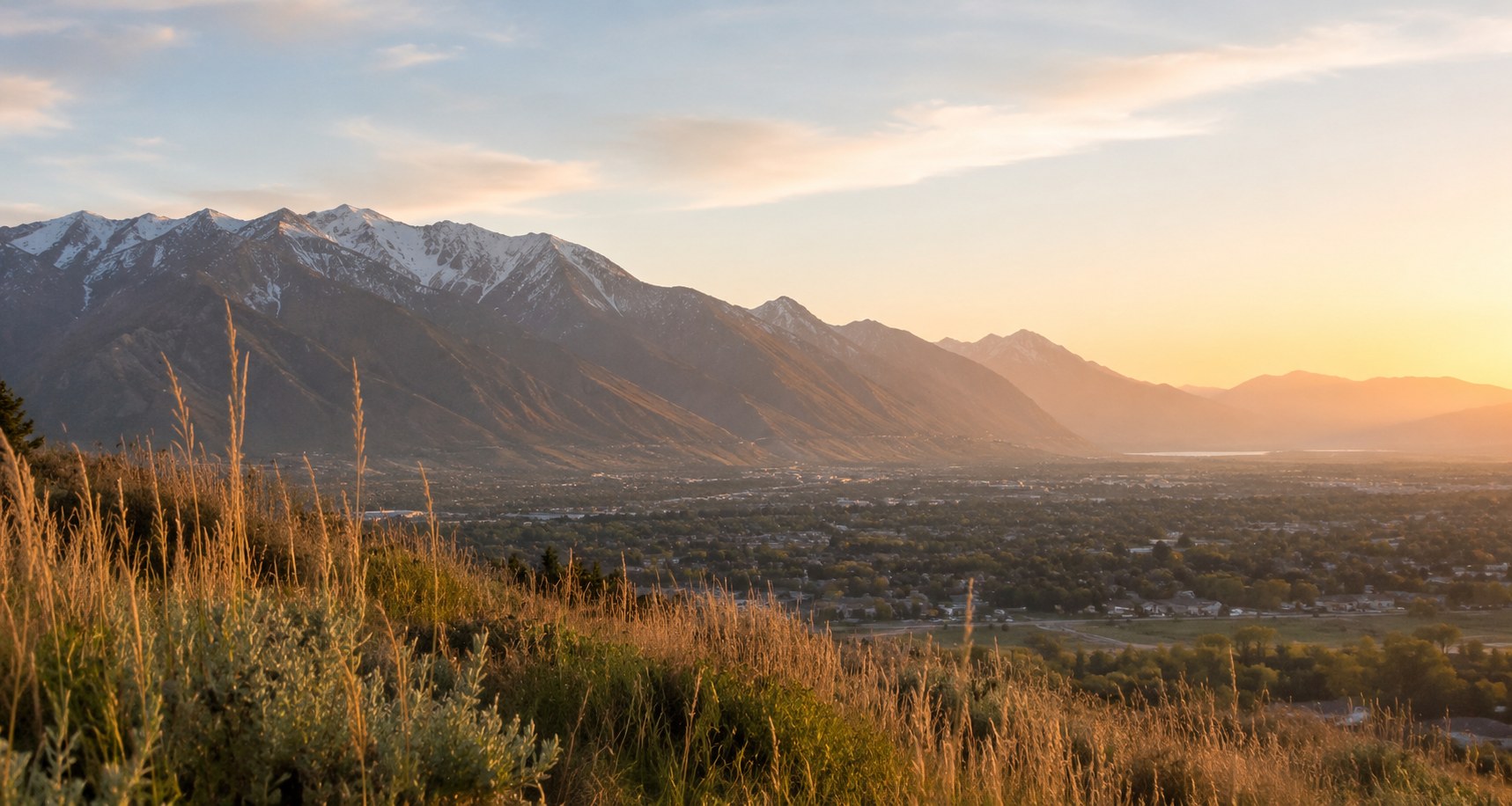 Warm Utah mountain landscape at sunrise